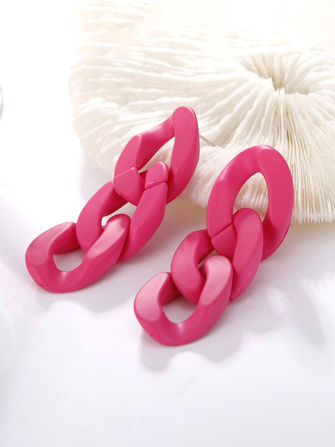 Unwind by Yellow Chimes Pink Contemporary Chain Designed Earrings