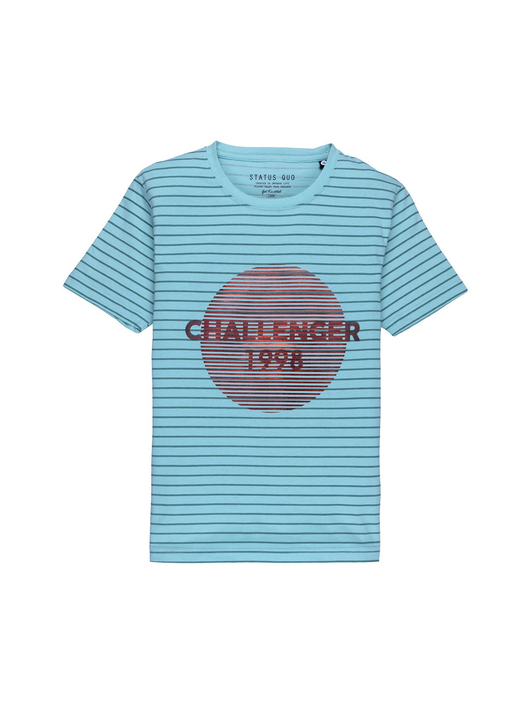 Status Quo Boys Green Striped V-Neck T-shirt