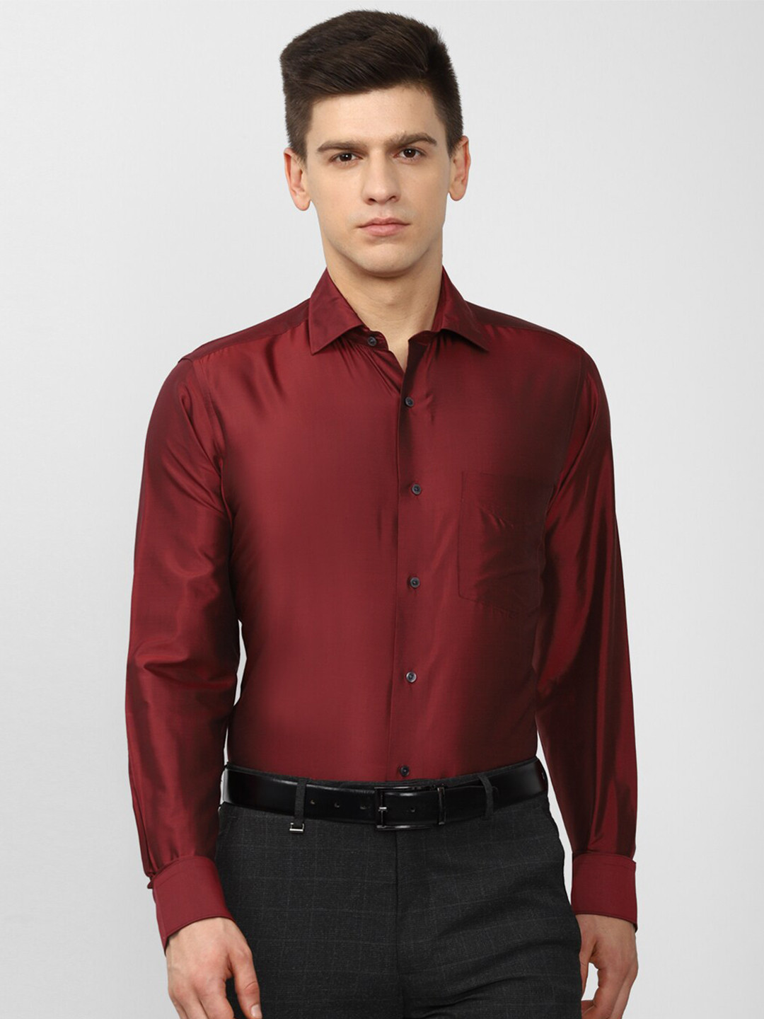 Van Heusen Men Maroon Formal Long sleeve Shirt