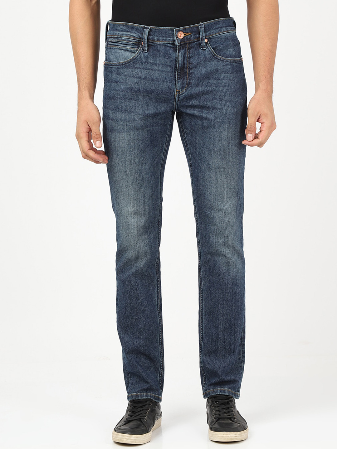 Lee Men Blue Tapered Fit Heavy Fade Stretchable Tapered Fit Jeans