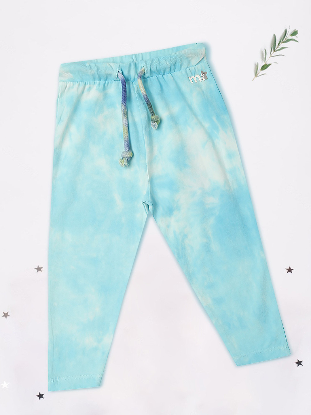 MiArcus Girls Blue Tie & Dye Pure Cotton Leggings