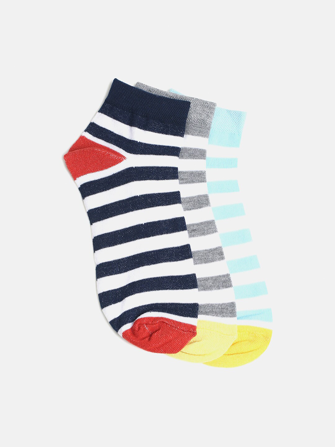 Urban Dog Women Pack Of 3 Striped Ankle-Length Socks