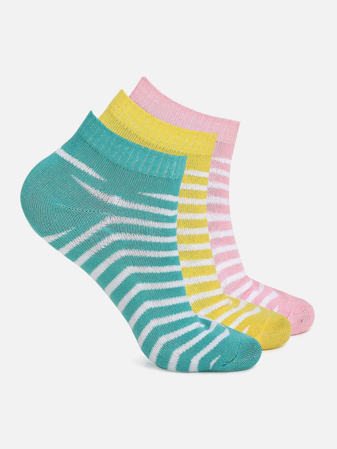 Urban Dog Women Pack Of 3 Striped Ankle-Length Socks