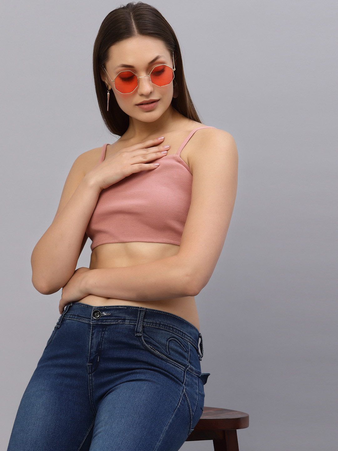 Rigo Peach-Coloured Tank Crop Top