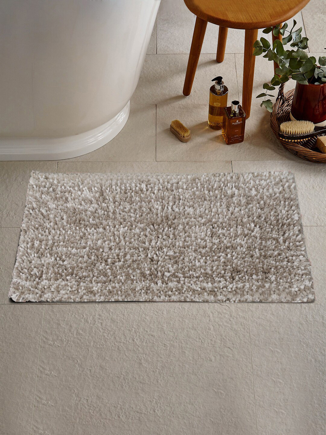 KLOTTHE Beige Textured 2000 GSM Bath Mat