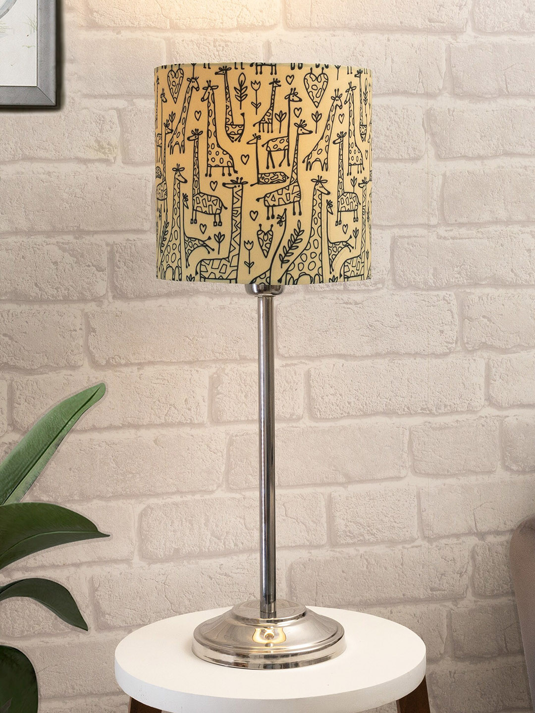 Homesake Beige Solid  Table Lamp with Shade