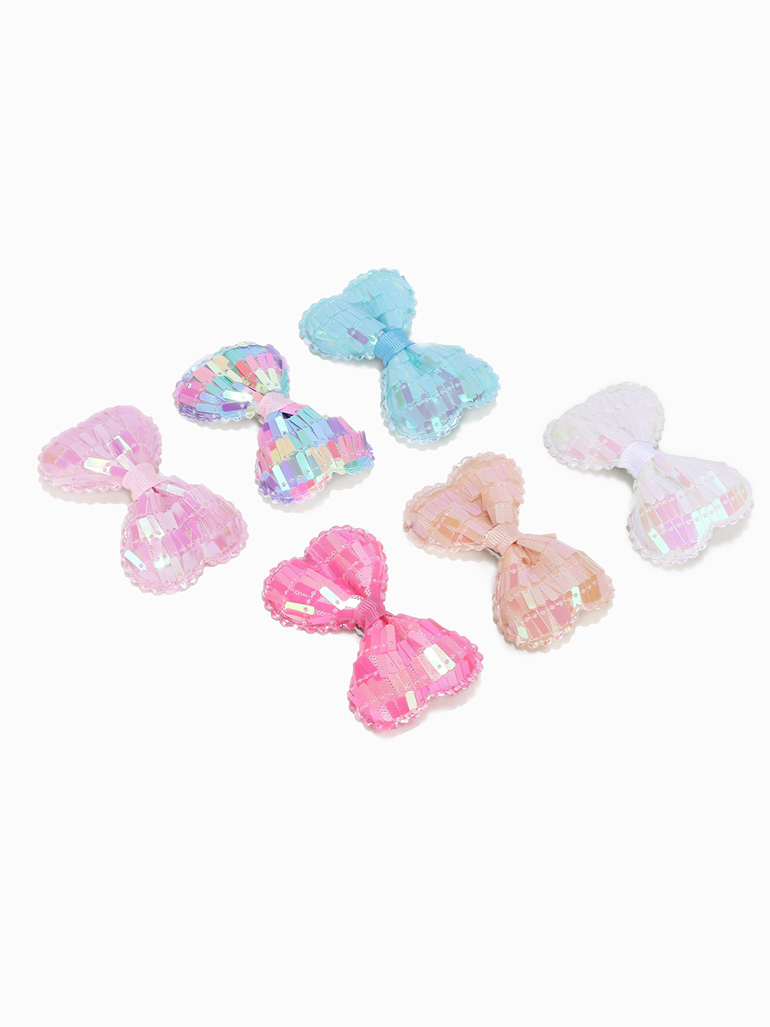 Krelin Girls Pink & Blue Set of 6 Bows Alligator Hair Clip