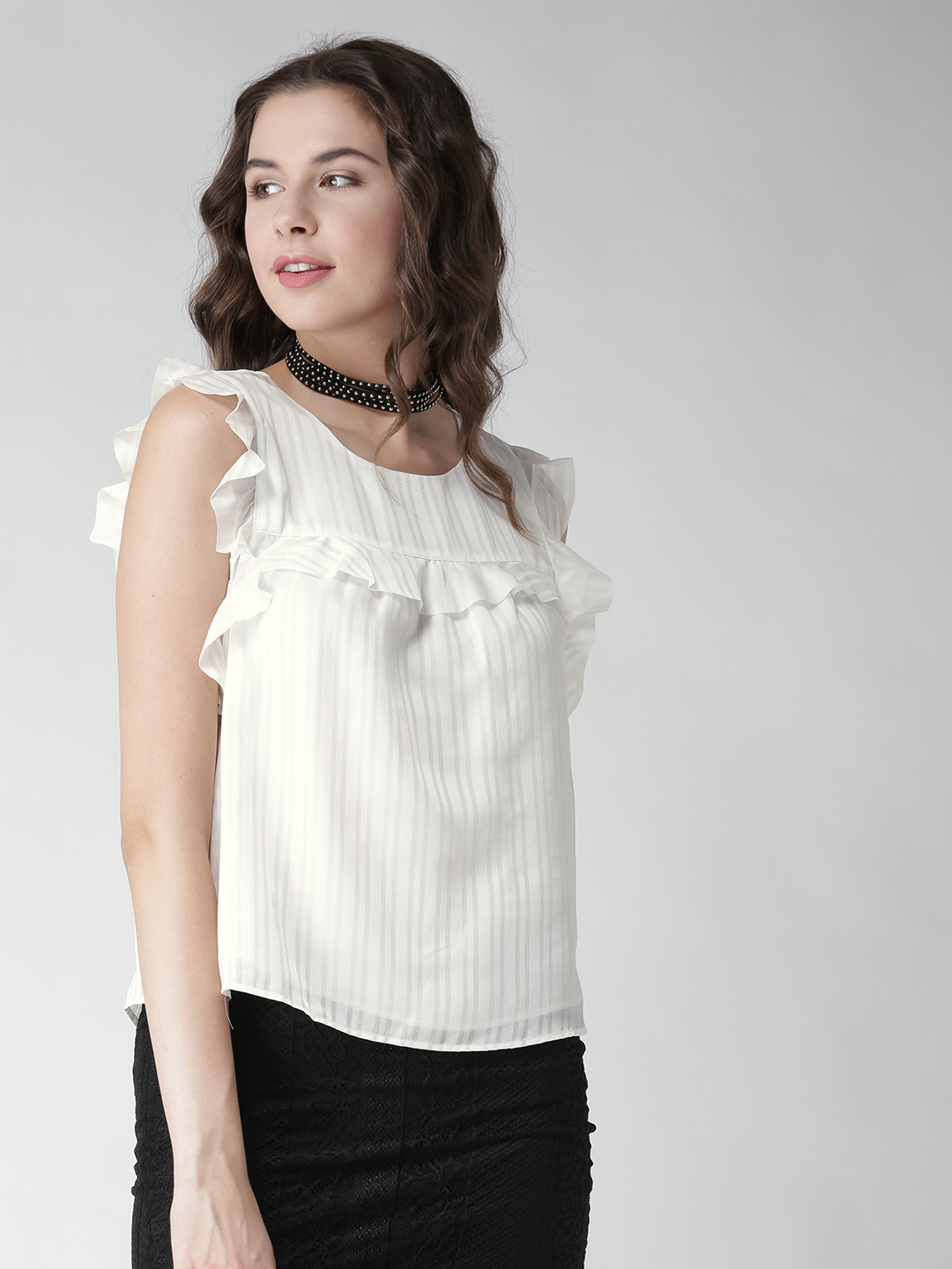 white ruffle shirt forever 21