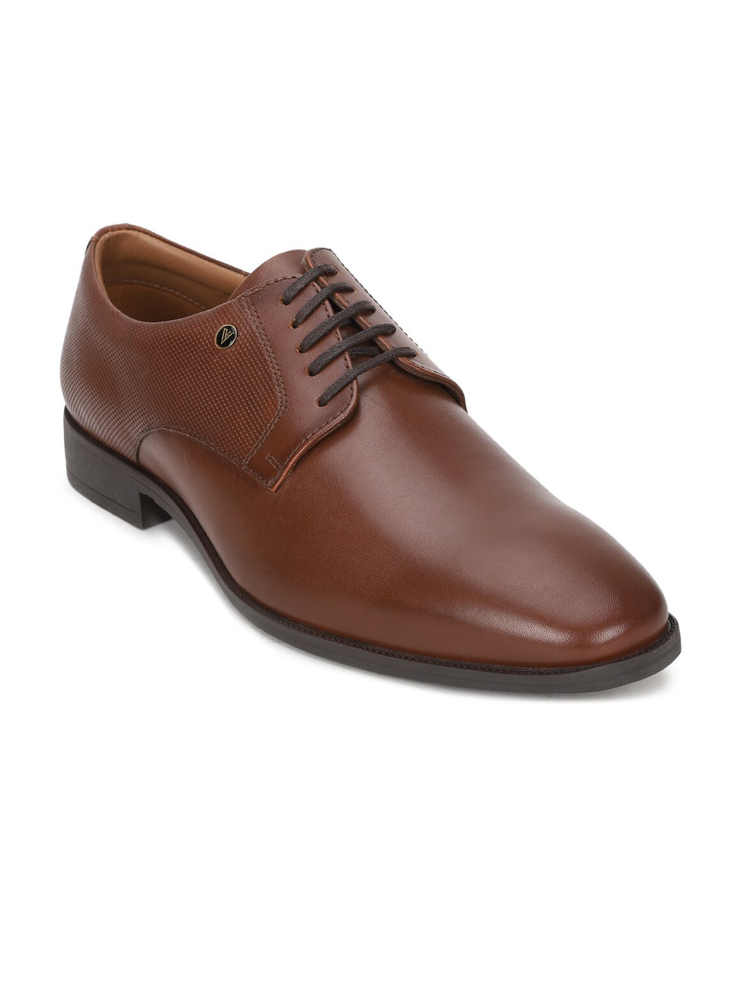 Van Heusen Men Brown Solid Leather Formal Derbys