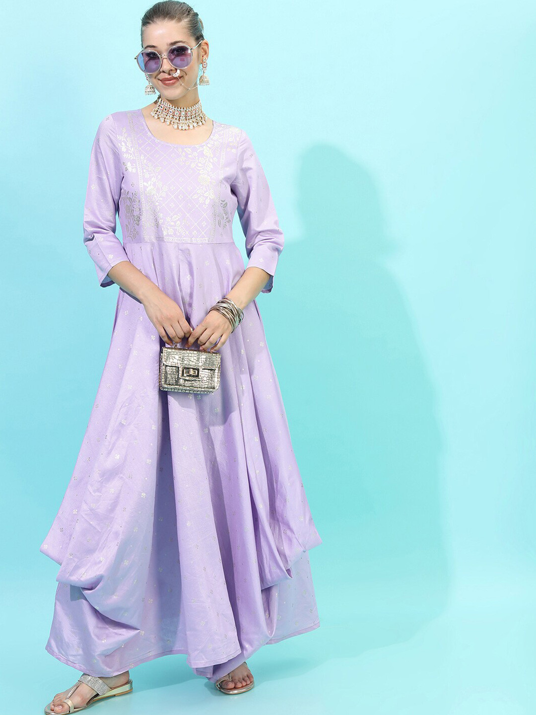 Vishudh Women Mauve Self-Design Dress