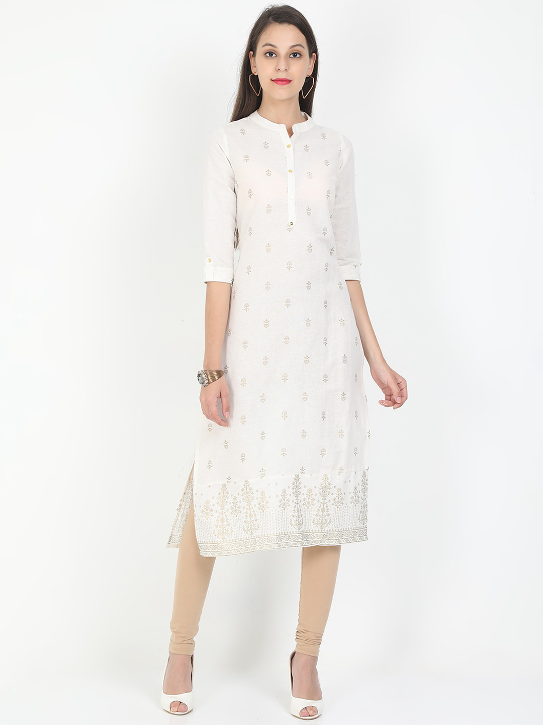 Marcia Women White Ethnic Motifs Kurta