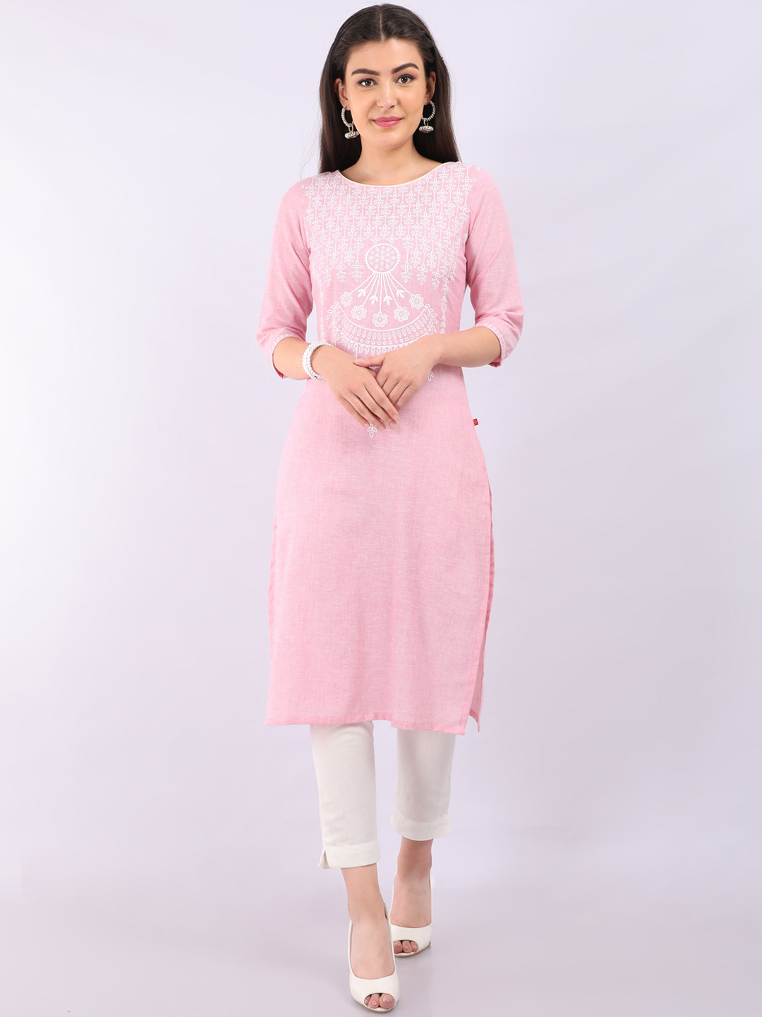Marcia Women Pink Ethnic Motifs Embroidered Kurta