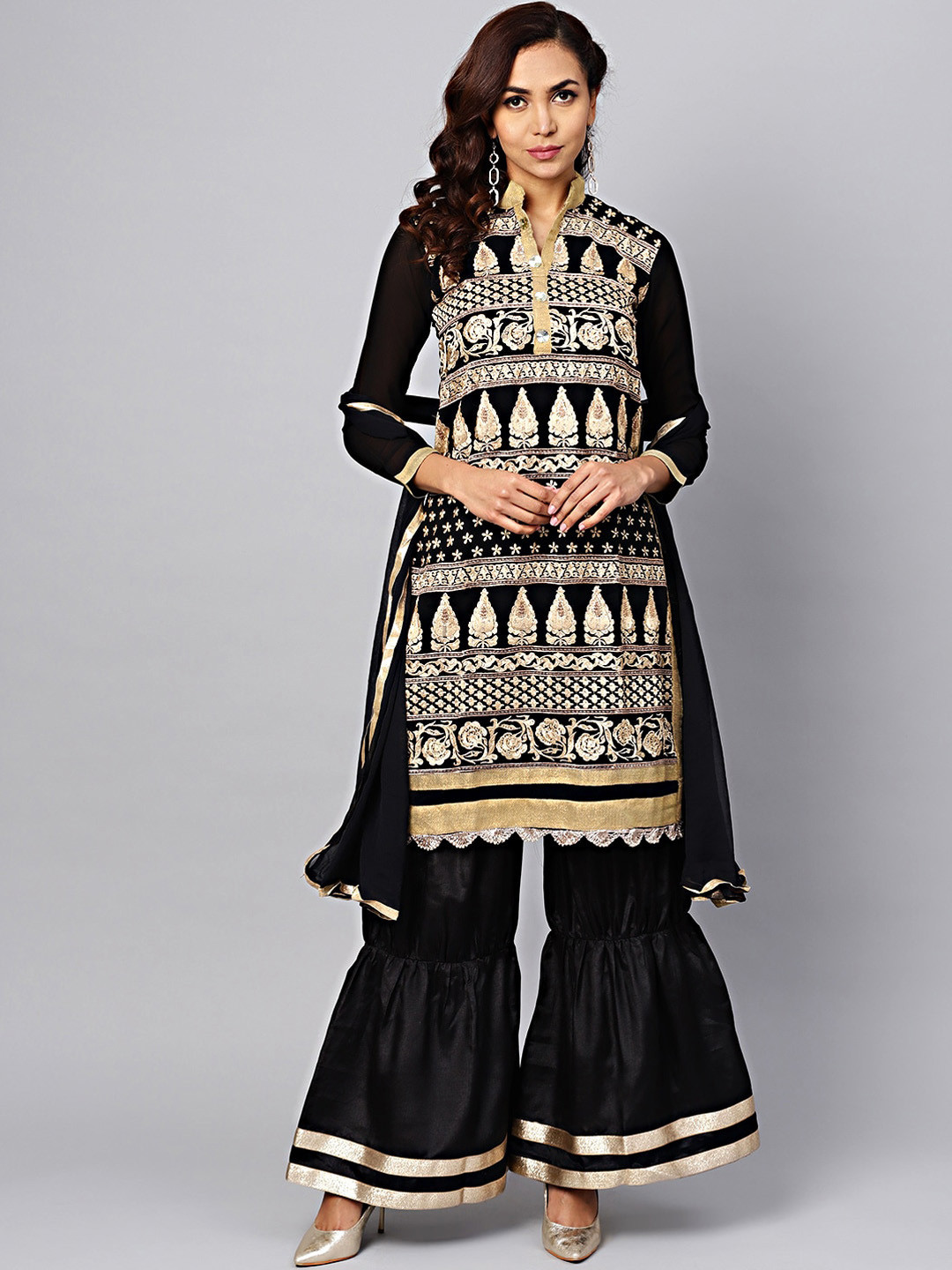 Chhabra 555 Women Black Embroidered Kurta Sets