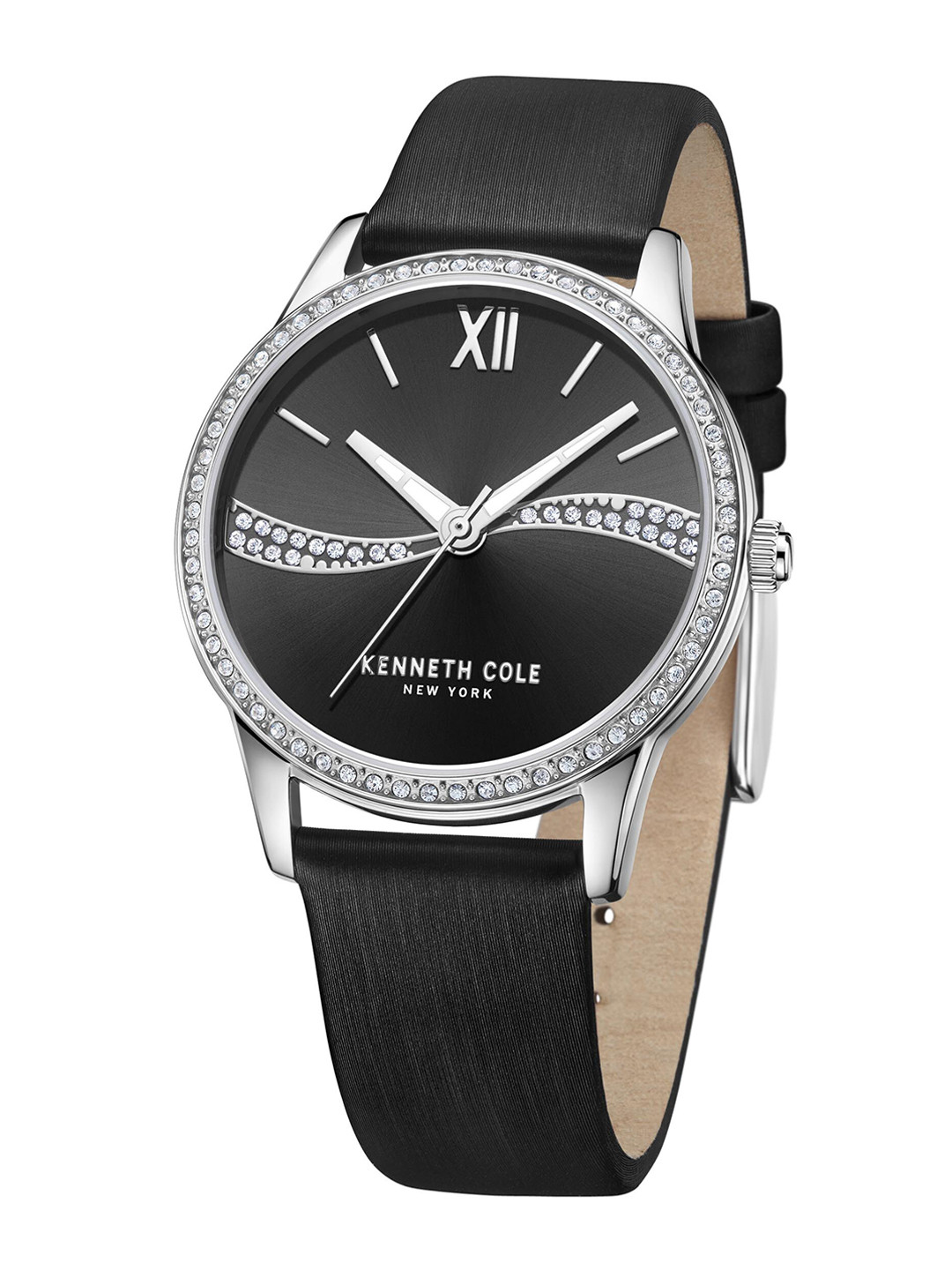 Kenneth Cole Men Black Embellished Dial & Black Leather Straps Analogue Watch