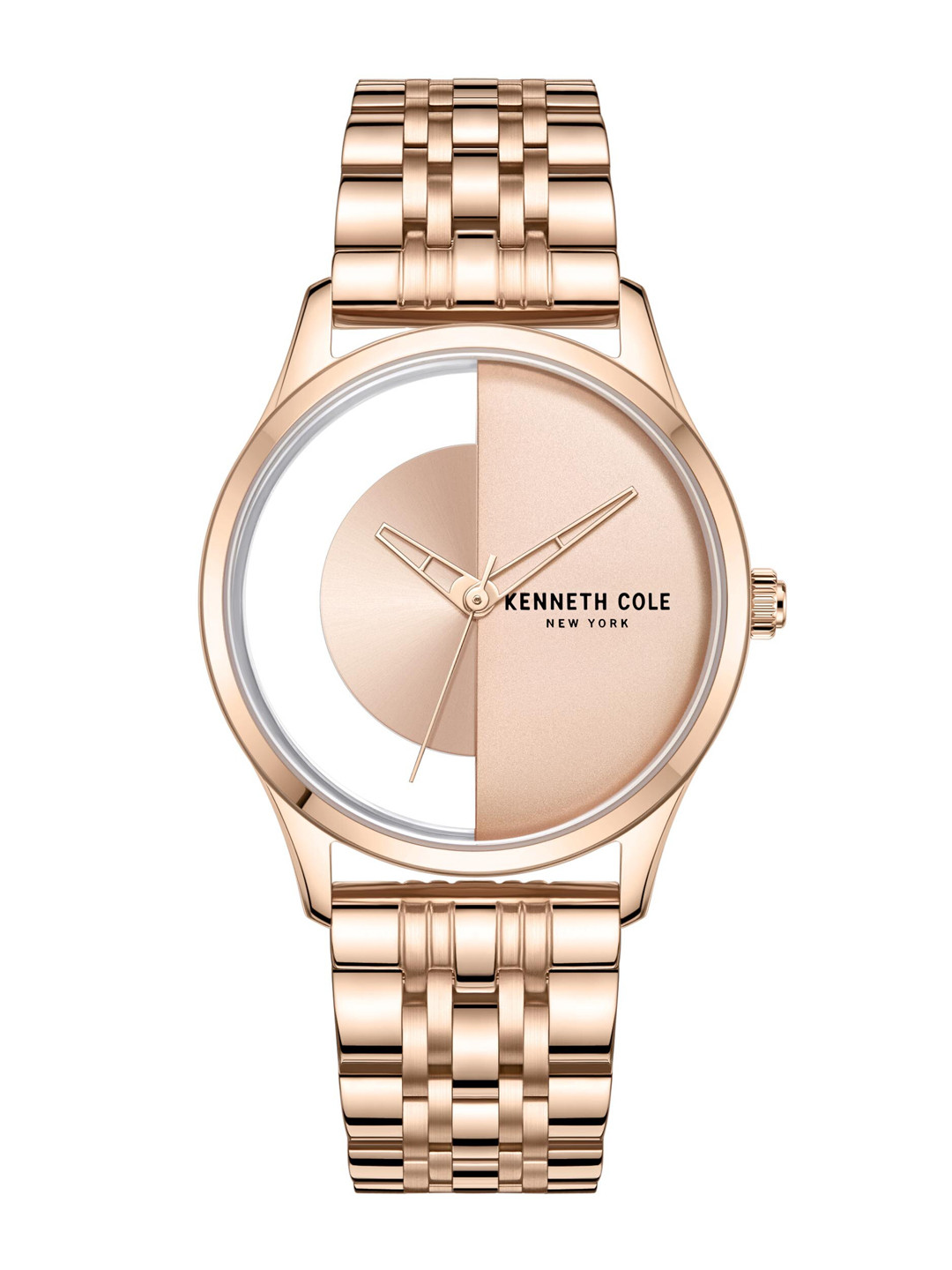 Kenneth Cole Men Rose Gold-Toned Dial & Rose Gold Toned Stainless Steel Bracelet Style Straps Analogue Watch