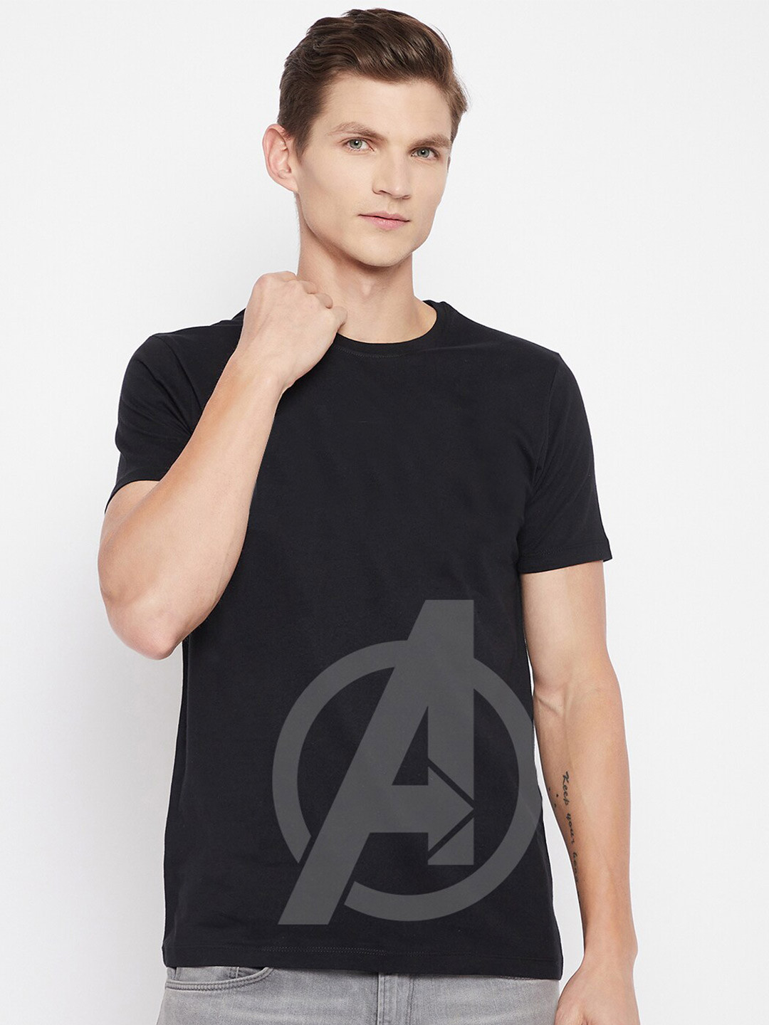 Kook N Keech Marvel Men Black Printed Super hero Avengers T-shirt