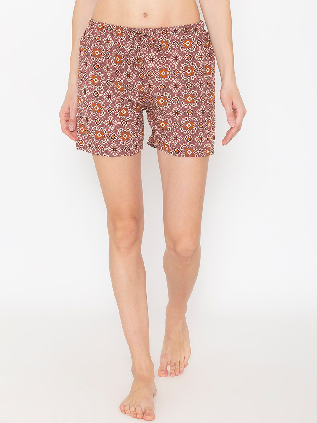 Vami Women Brown Printed Antimicrobial Technology Shorts
