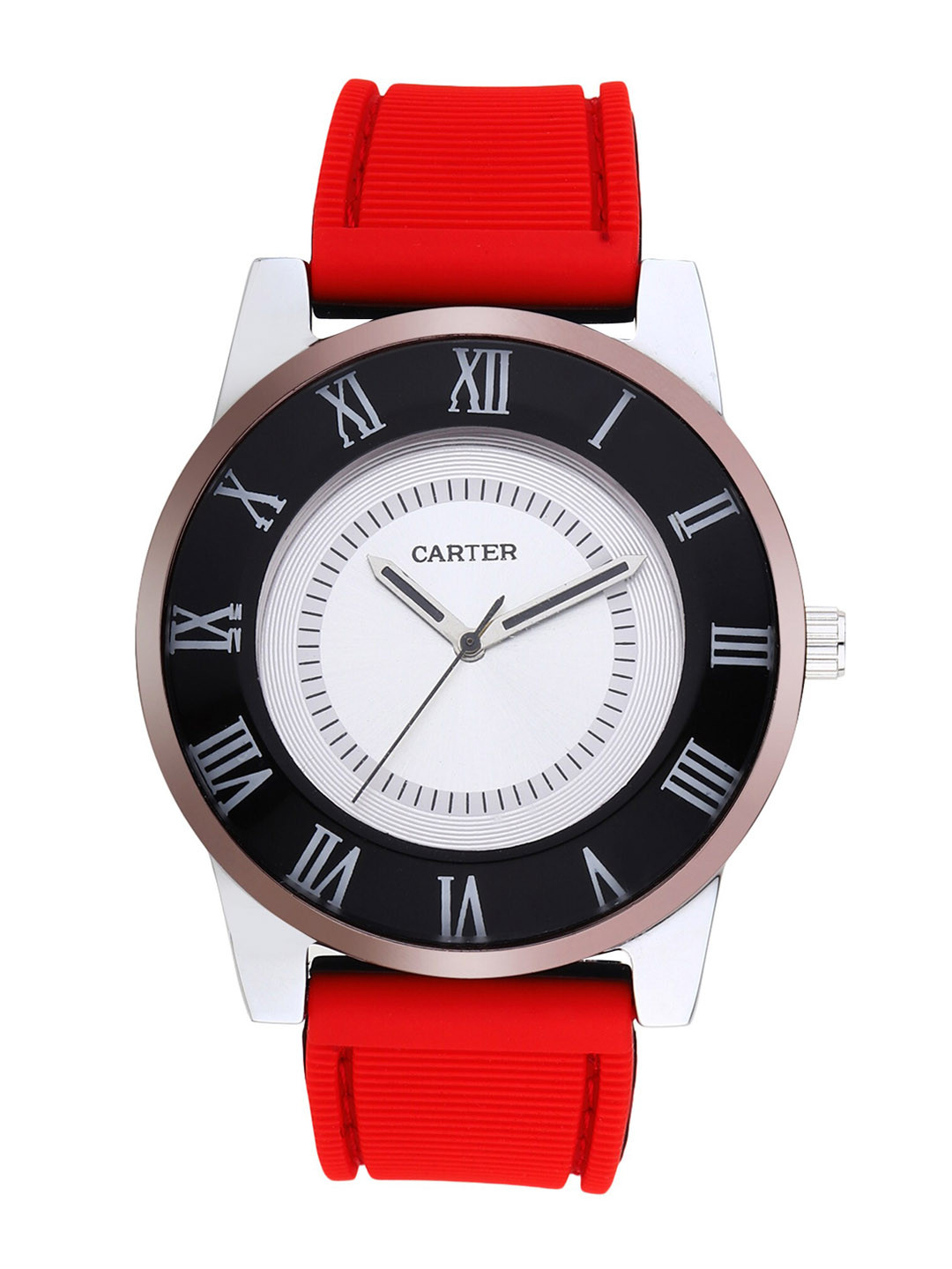 Sandy D Carter Men White Brass Dial & Red Straps Analogue Watch-SD-Carter-30-WH-White
