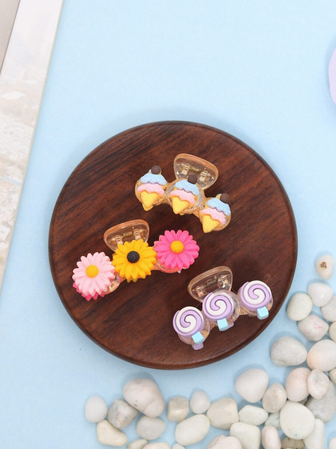 Yellow Bee Set of 3 Girls Yellow & Pink Claw Clip