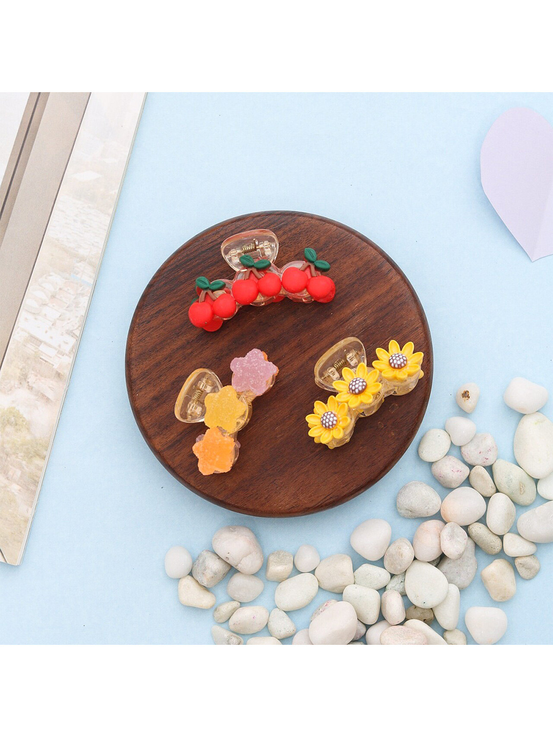 Yellow Bee Set of 3 Girls Yellow & Red Claw Clip