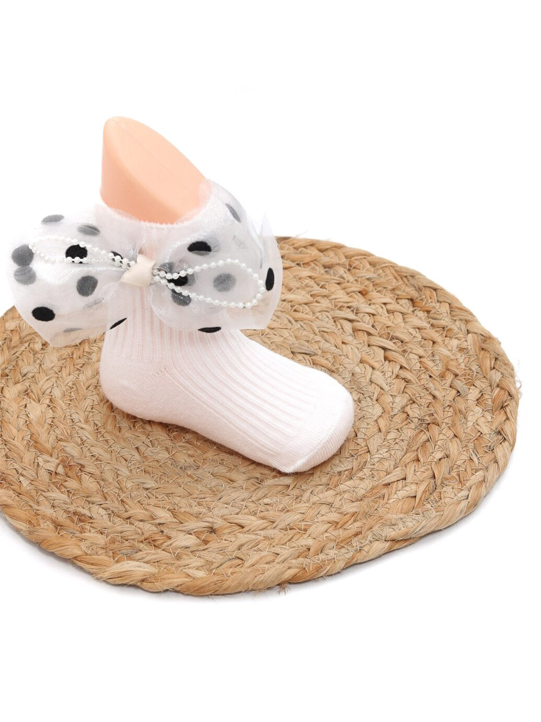 Yellow Bee Girls White Ankle-Length Cotton Socks