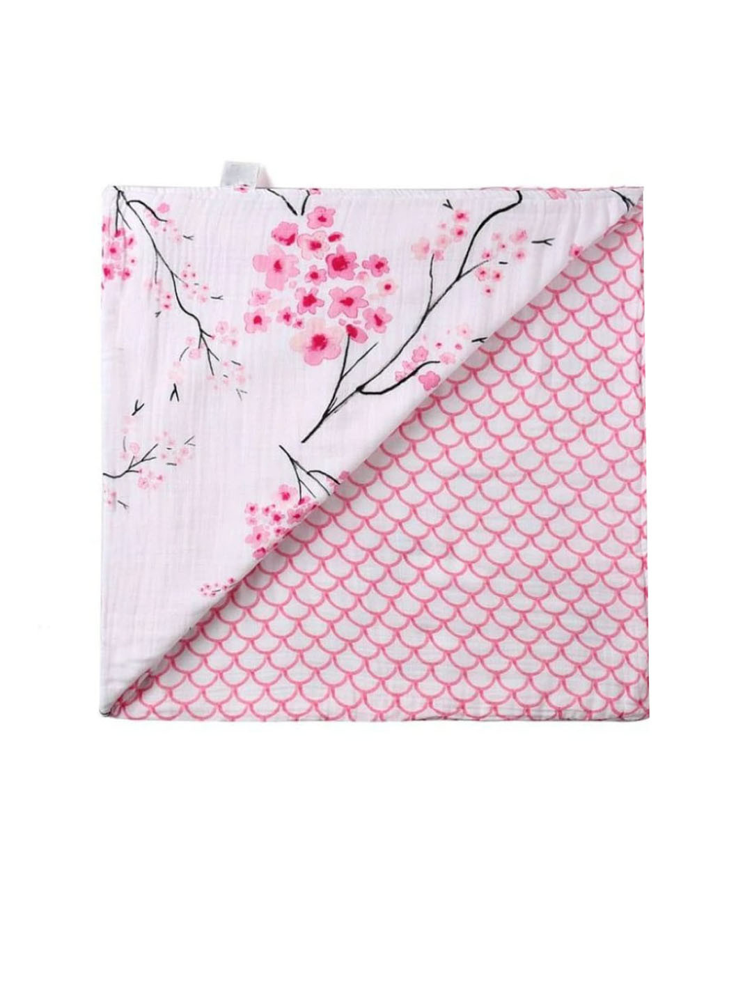 Malabar Baby Kids White & Pink Floral Summer 210 GSM Cotton Single Bed Blanket