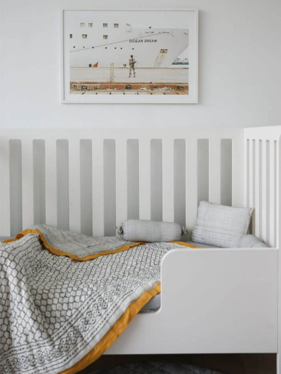 Malabar Baby Kids White & White Geometric Summer 200 GSM Single Bed Quilt