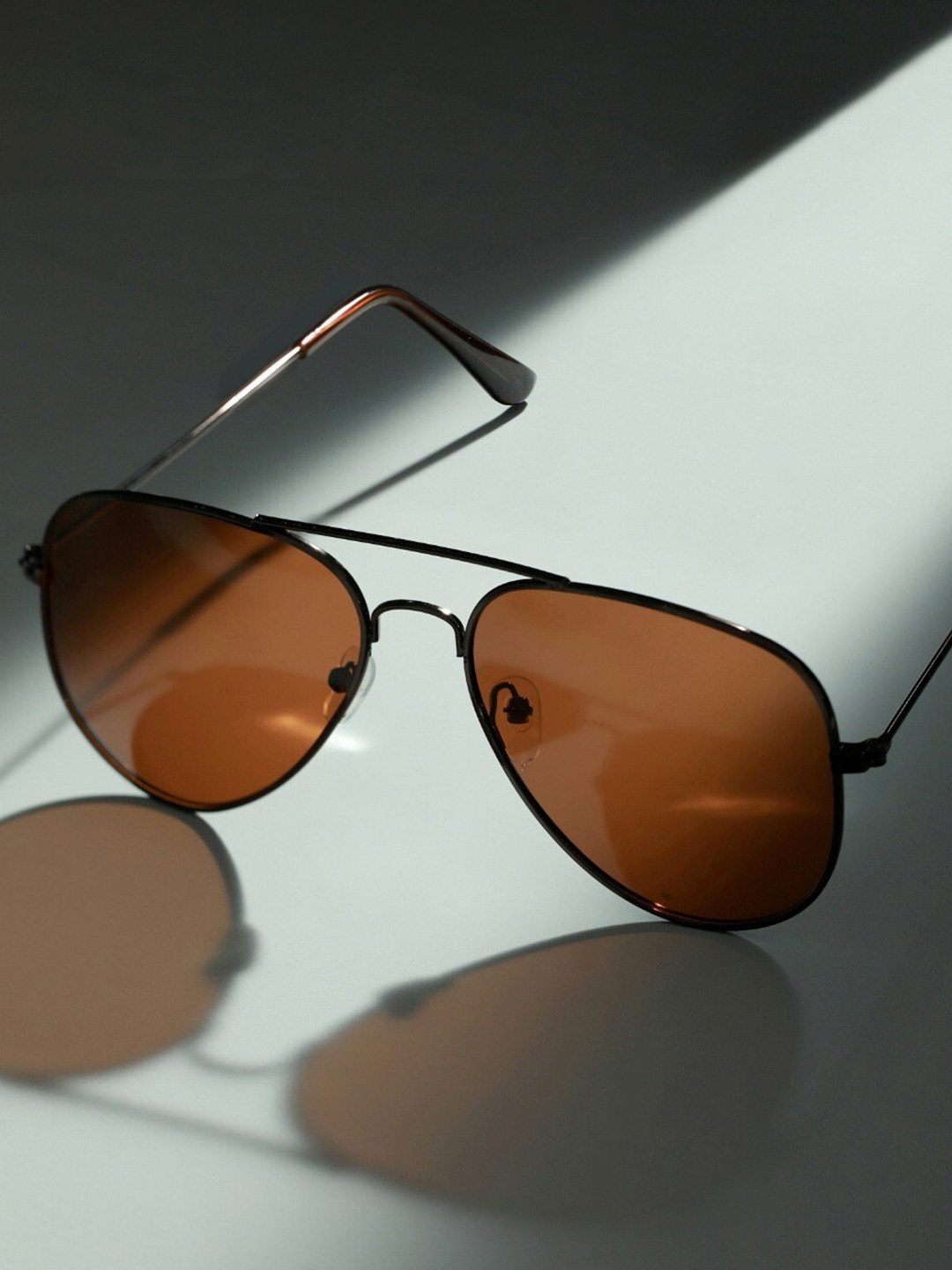 Jazz and Sizzle Women Brown Lens & Black UV Protected Lens Aviator Sunglasses