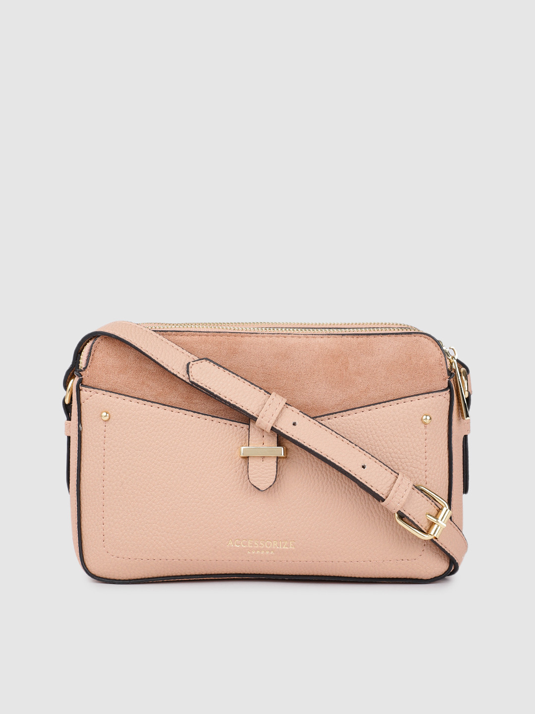Accessorize Women Dusty Pink PU Structured Sling Bag