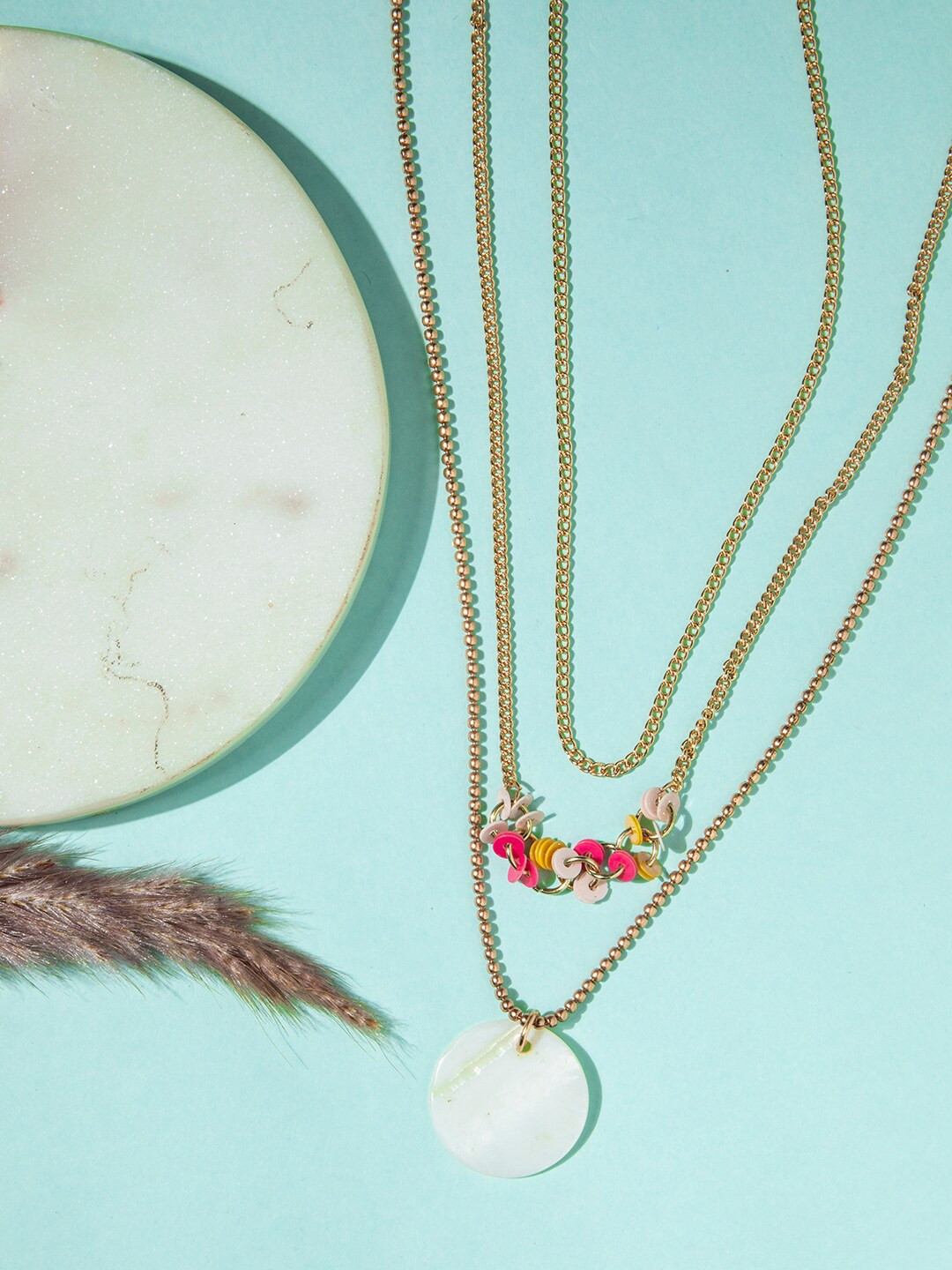 DEEBACO Rose Gold & White Rose Gold-Plated Antique Necklace