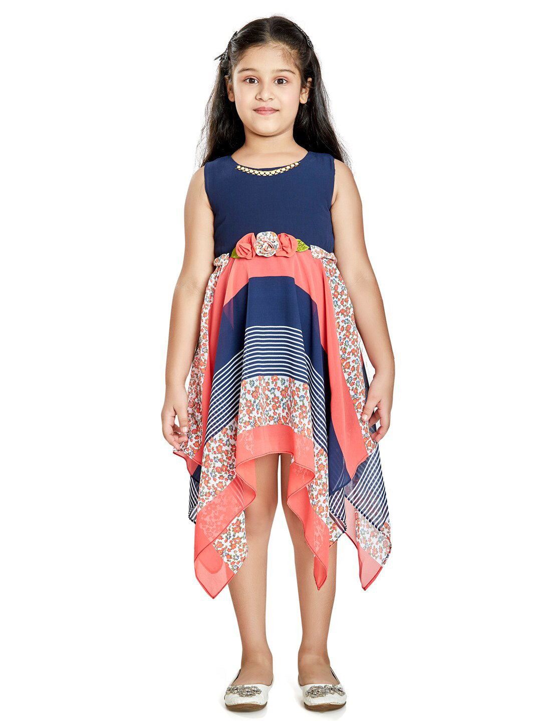 Peppermint Kids Girls Navy Blue Layered Dress