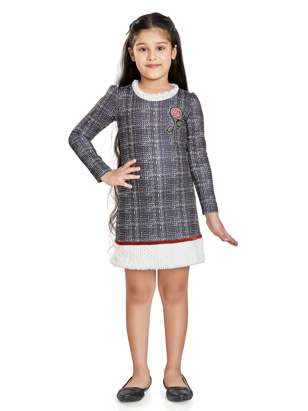 Peppermint Grey Checked A-Line Dress