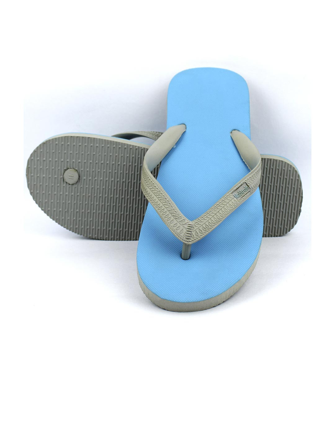 NoStrain Men Blue & Grey Rubber Thong Flip-Flops