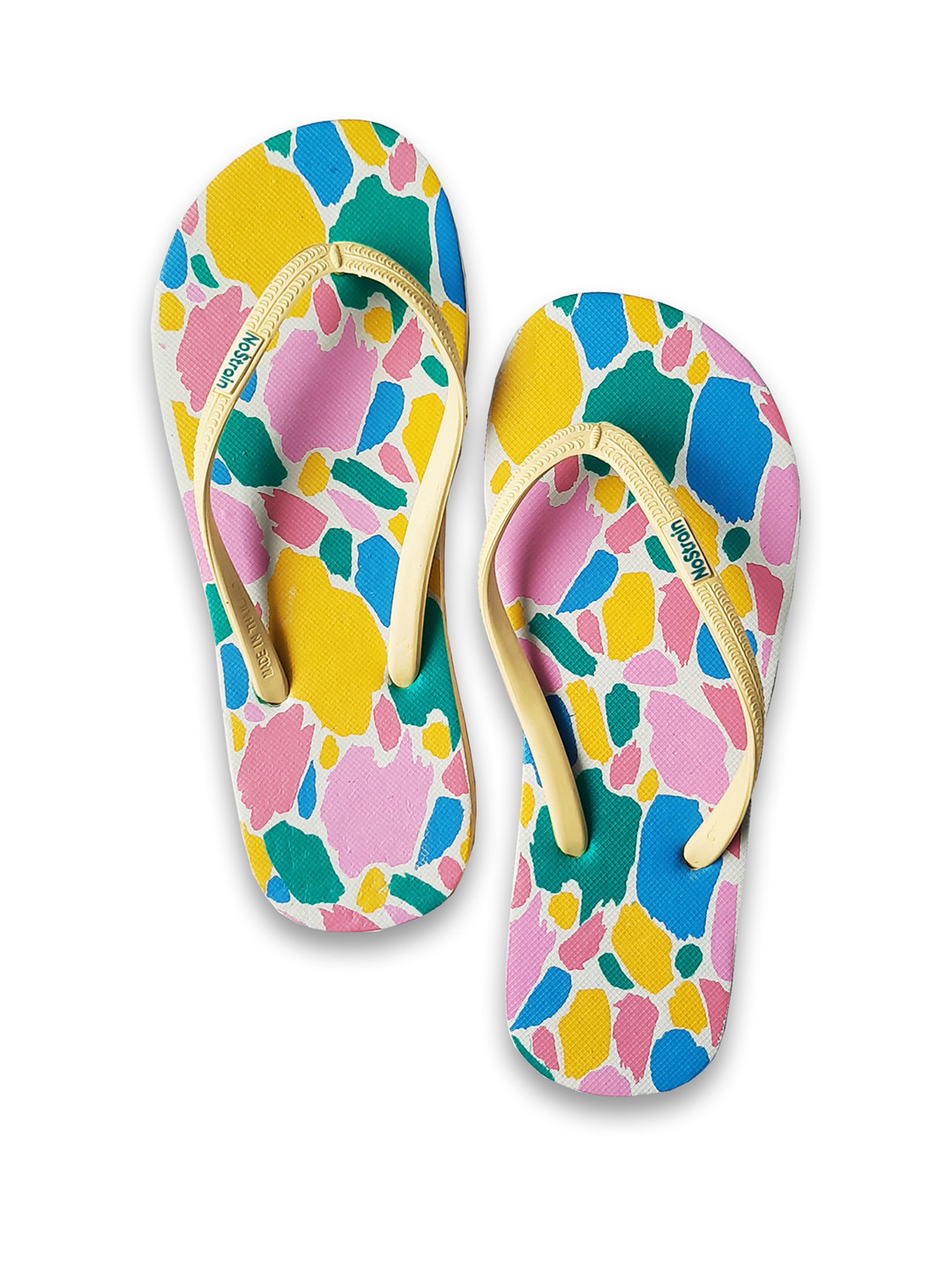 NoStrain Men Yellow & Green Printed Rubber Thong Flip-Flops
