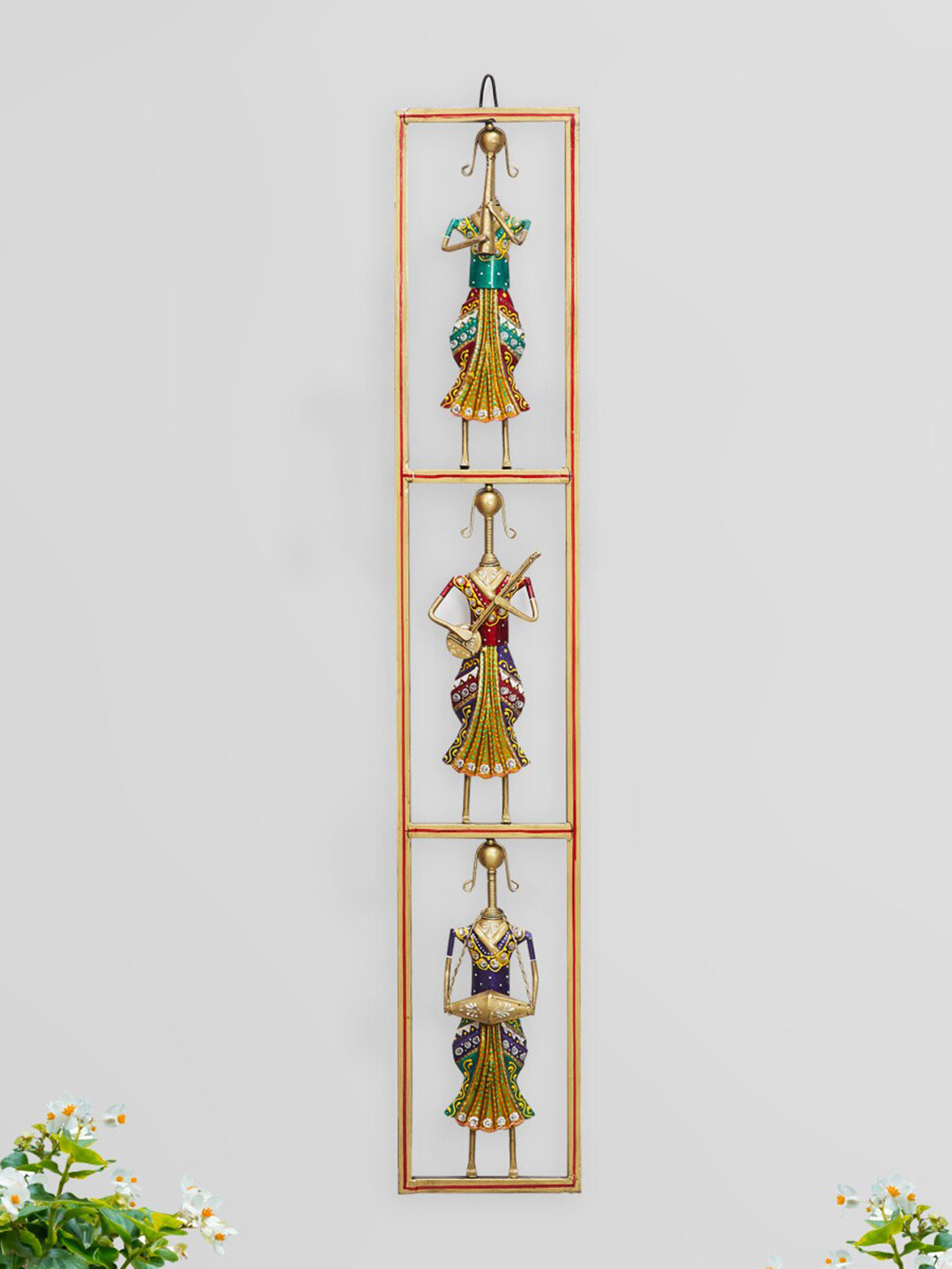 Home Centre Gold-Toned Corsica Mystic India Doll Metal Wall Art Frame