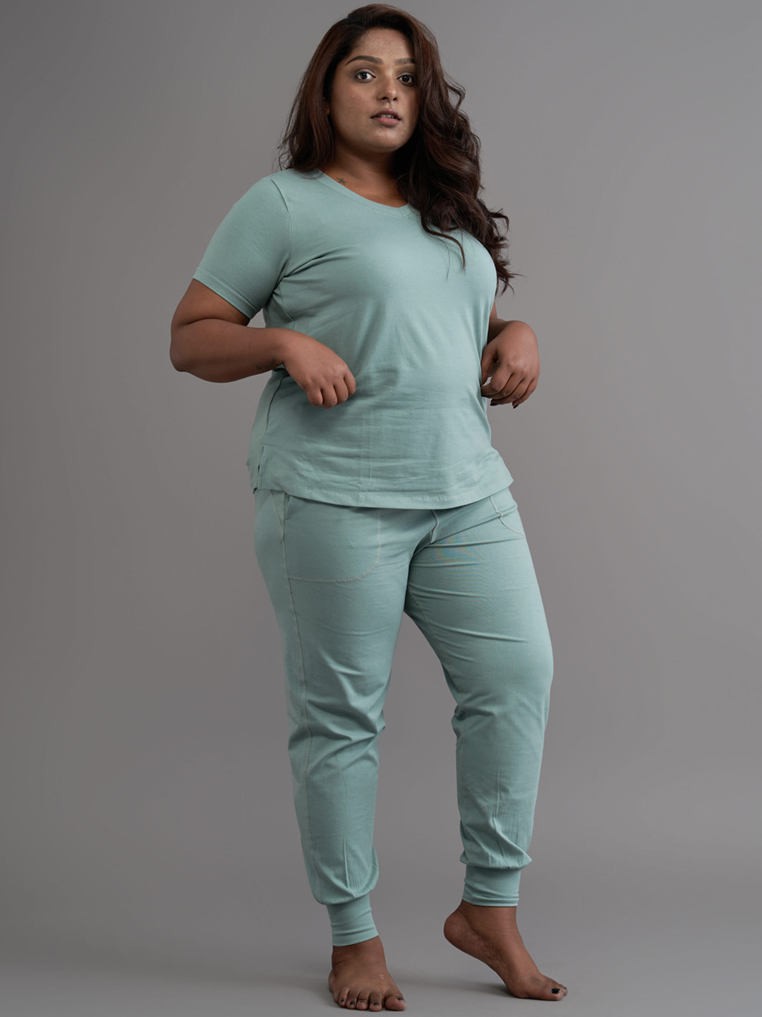 SPIRIT ANIMAL Women Plus Size Solid Lounge T-shirt