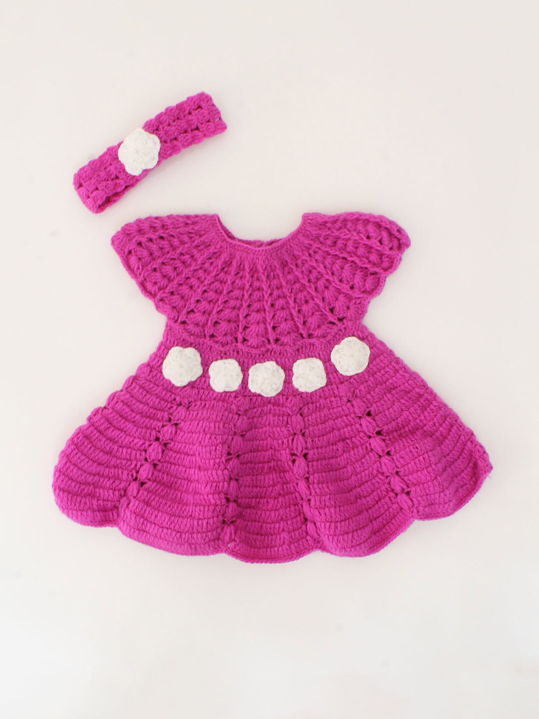 Woonie Purple & Off White Floral Knitted Sweater Dress