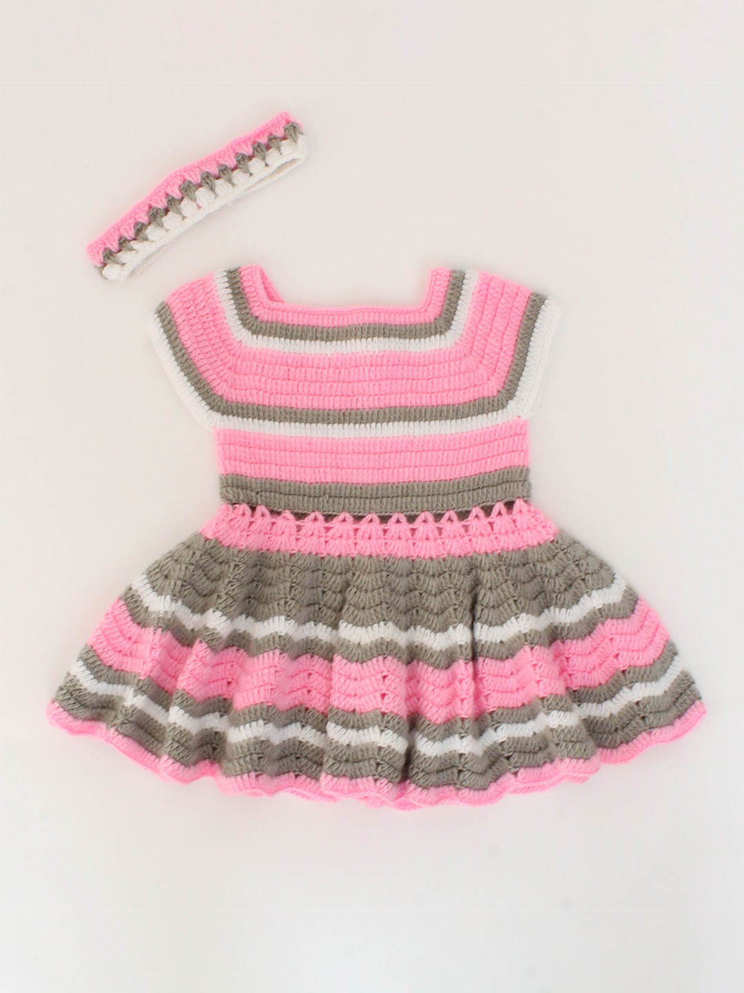 Woonie Girl Grey Striped Dress