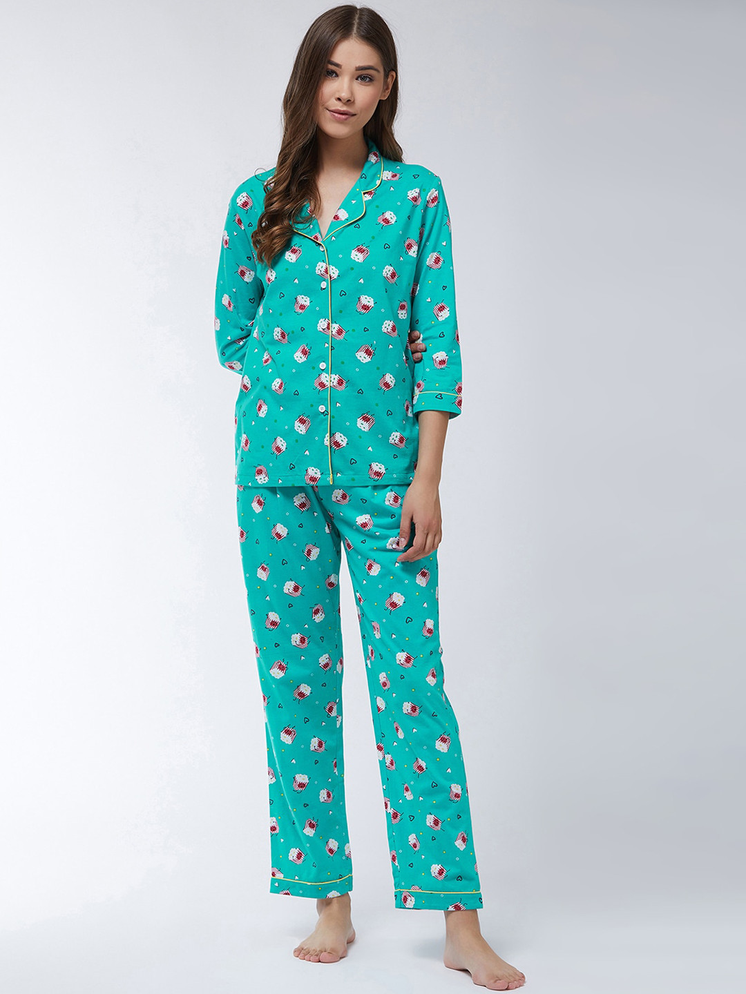 Miss Chase Women Blue & Pink Printed Night suit