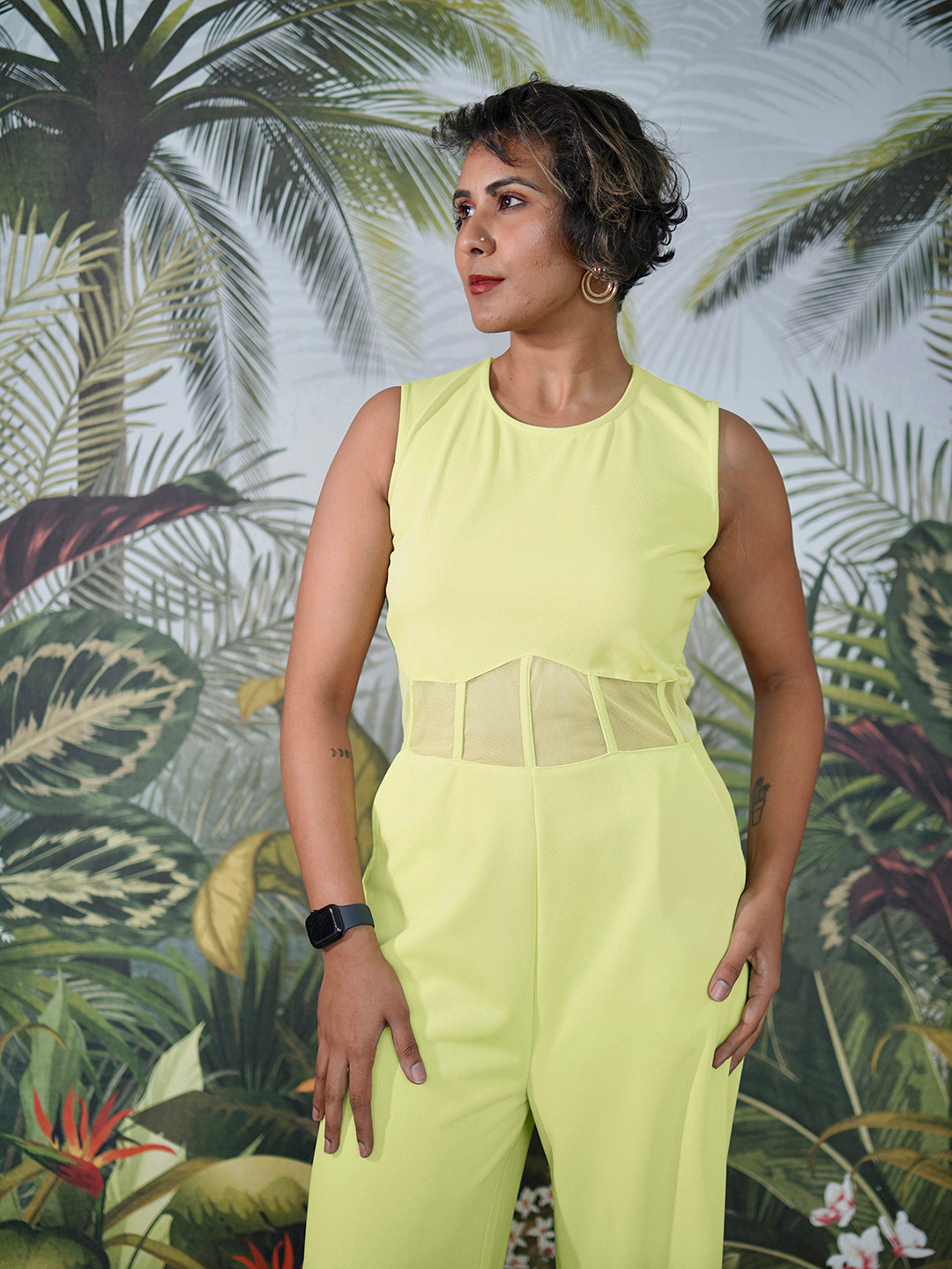 STREET 9 Women Lime Green Solid Corset Jumpsuit