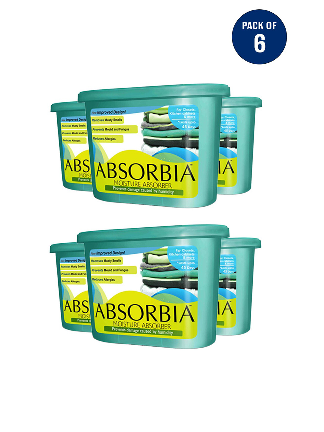 Absorbia Pack of 6 Moisture Absorber Dehumidifer 600ml Boxes