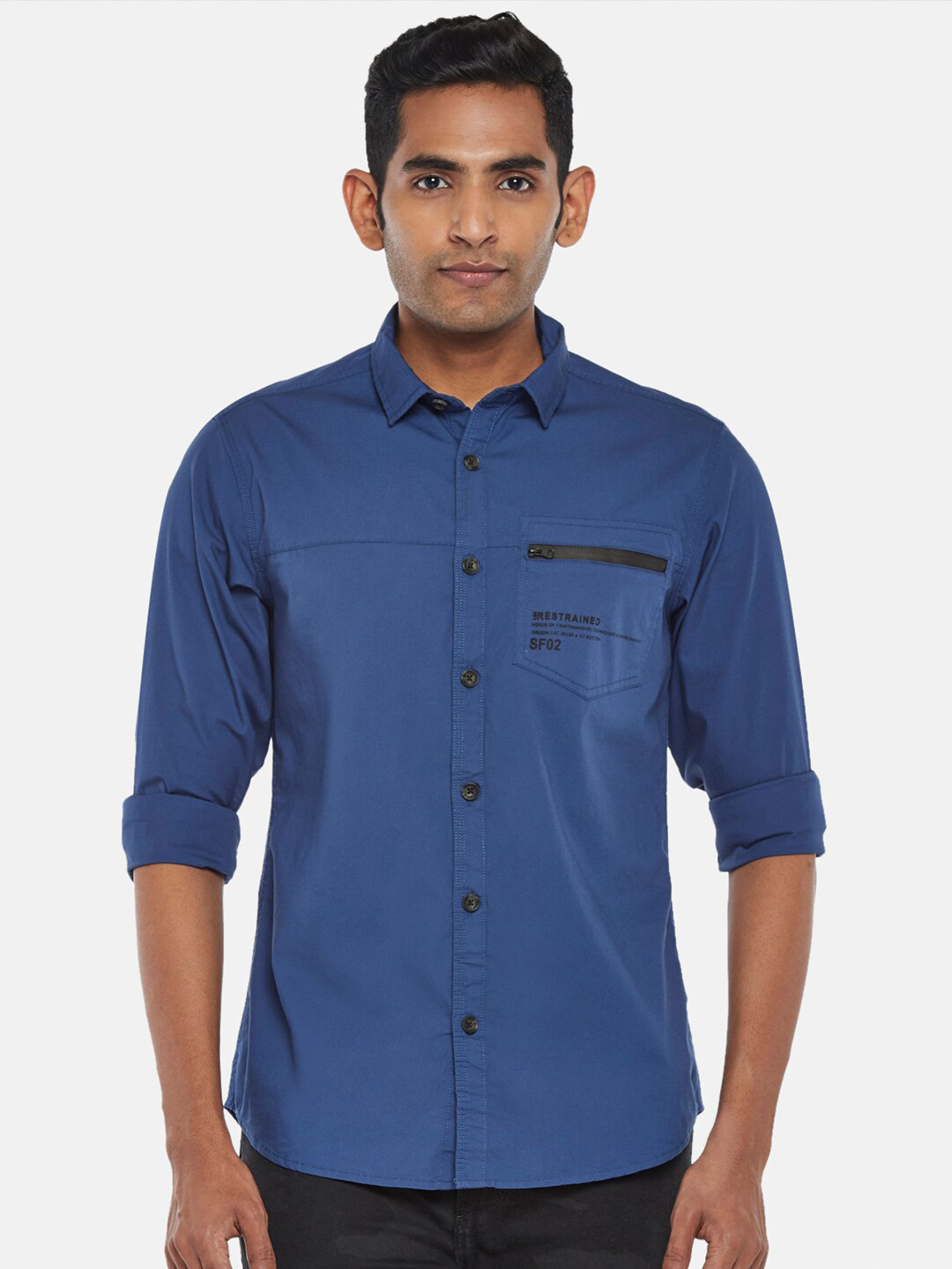 SF JEANS by Pantaloons Men Blue Slim Fit Casual Shirt