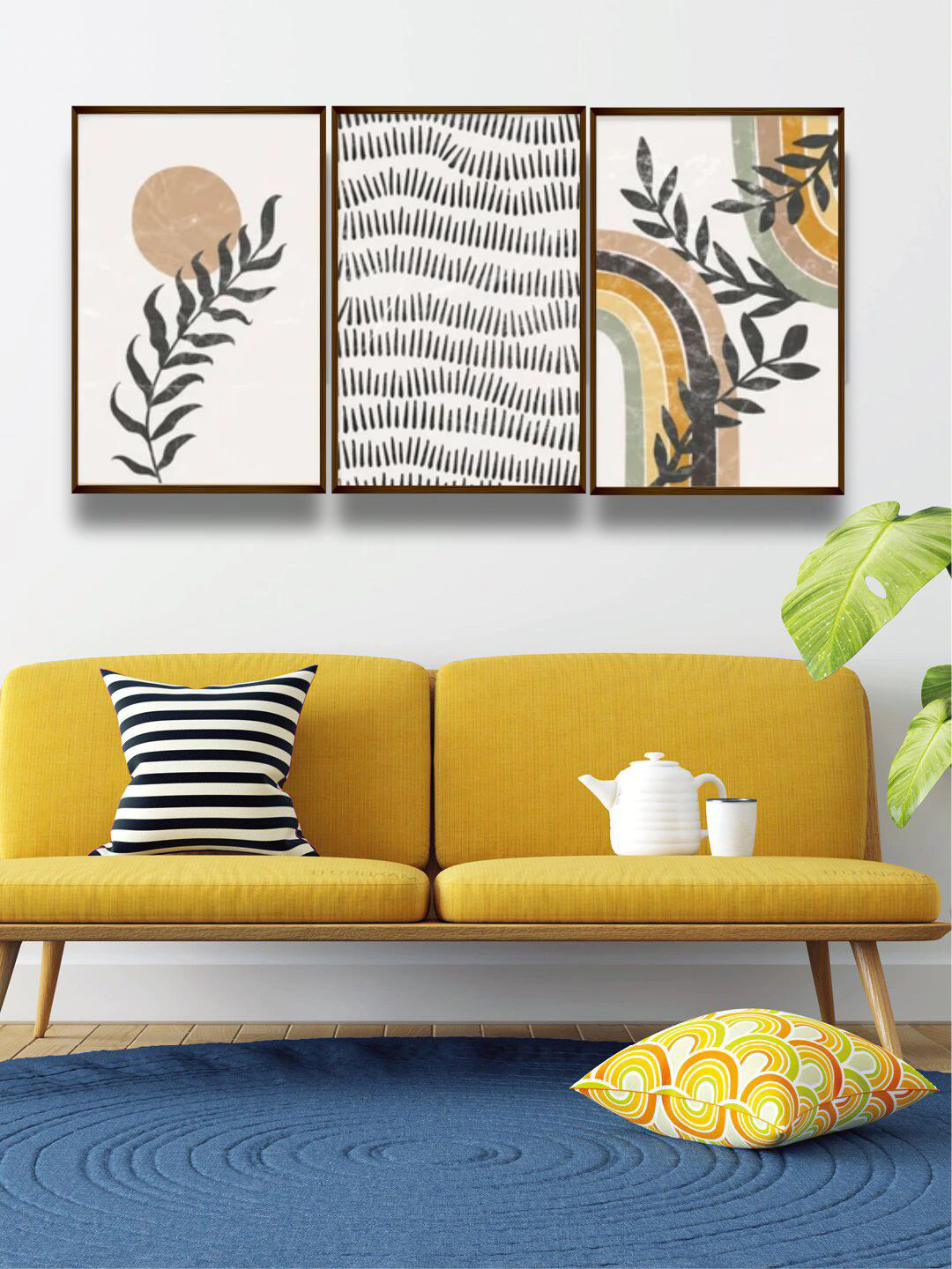 The Art House Abstract Paintings Canvas 3 Piece Rectangle Paintings Wall Art - 60 x 30In