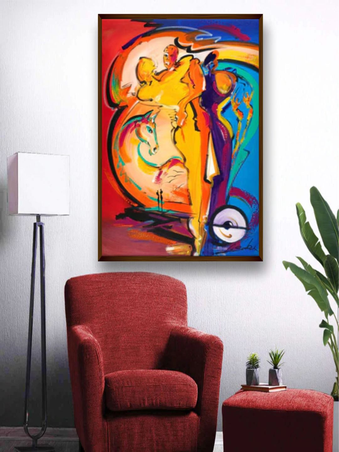 The Art House Orange & Blue Abstract Painting Wall Art
