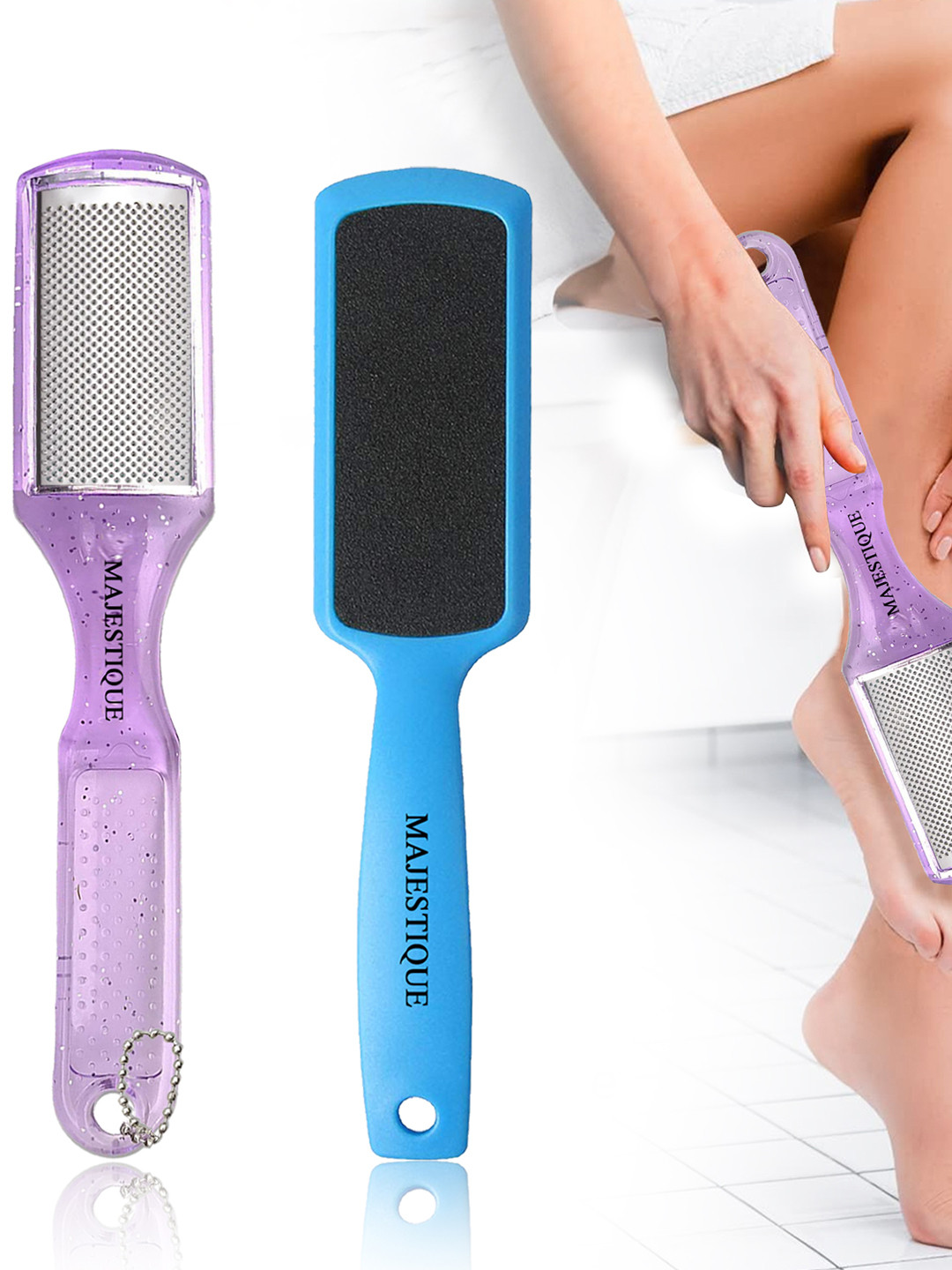 MAJESTIQUE Set of Dual Sided Foot Care File & Callus Scrub