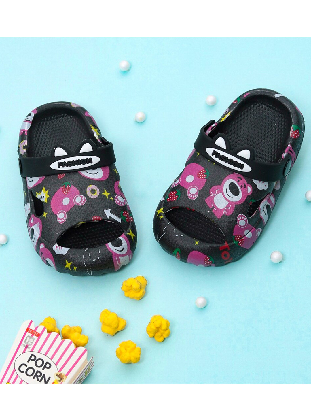 Yellow Bee Unisex Kids Black & Pink Clogs Sandals