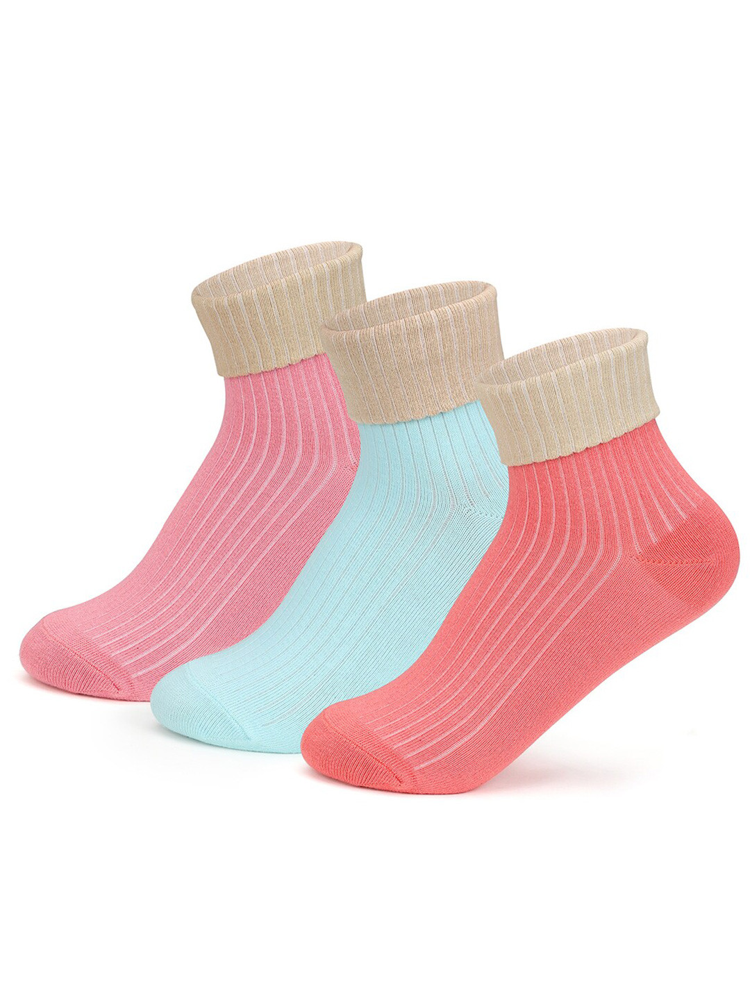 Supersox Women Pack Of 3 Assorted Ankle-Length Cotton Socks