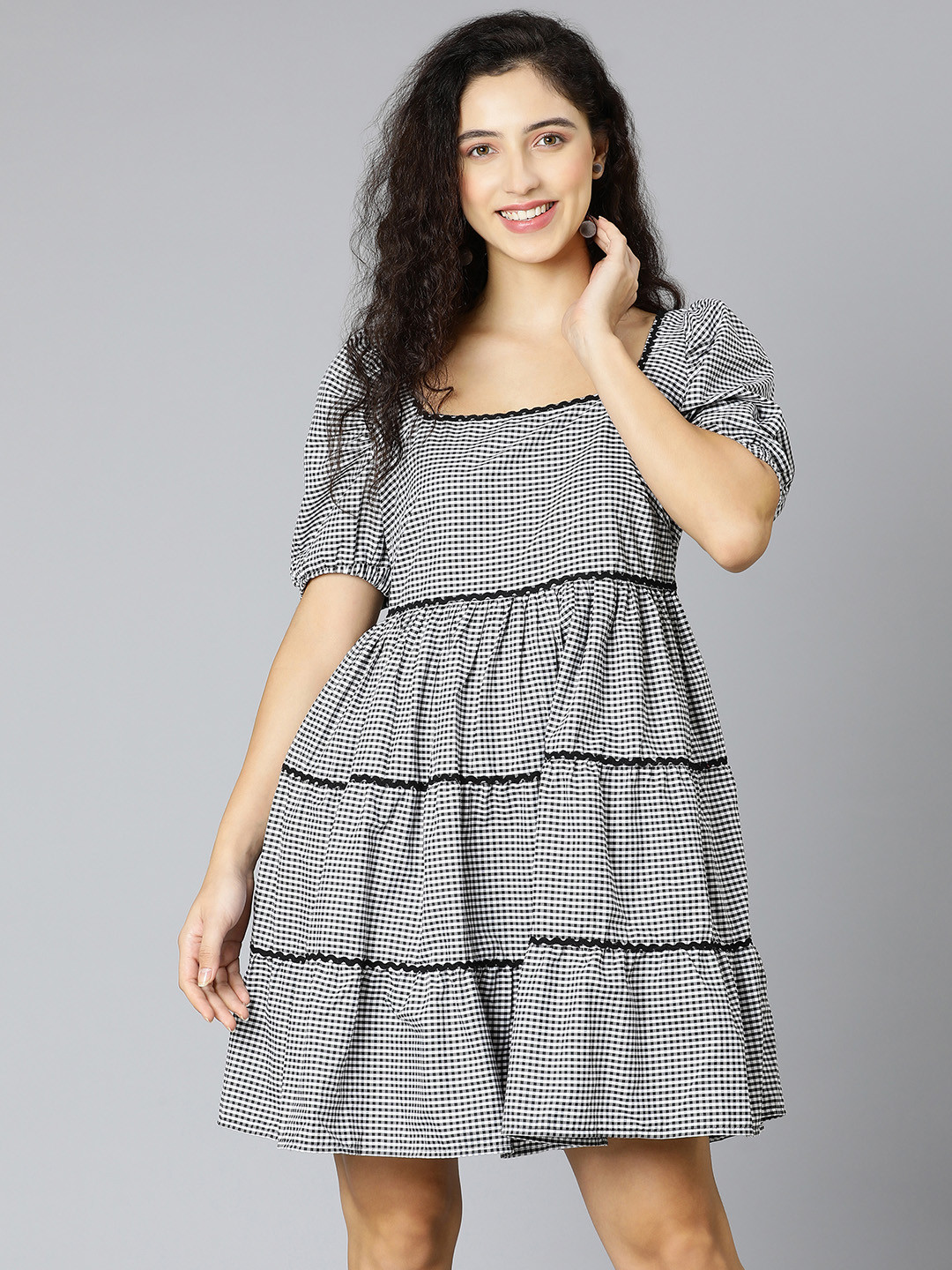 Oxolloxo Black Checked Dress