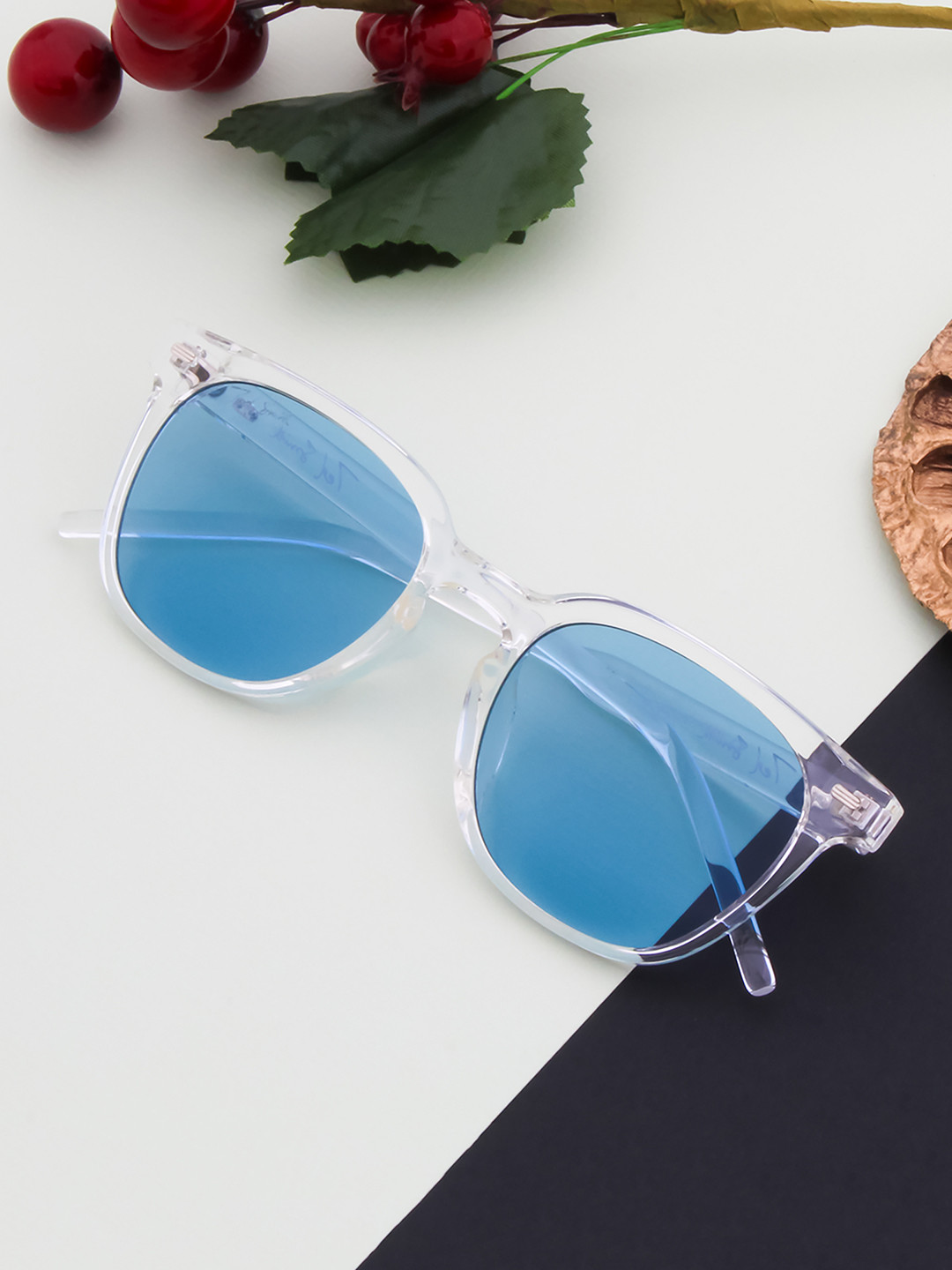 Ted Smith Unisex Crystal-Blue Aesthetic Wayfarer Sunglasses With UV Protected Lens