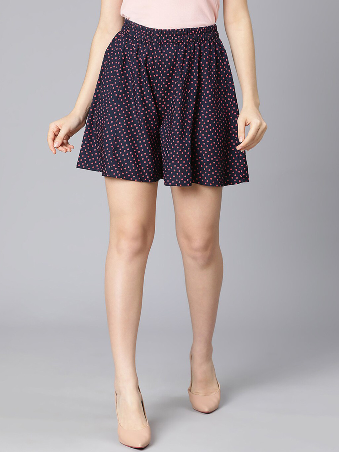 Oxolloxo Women Navy Blue Printed Short
